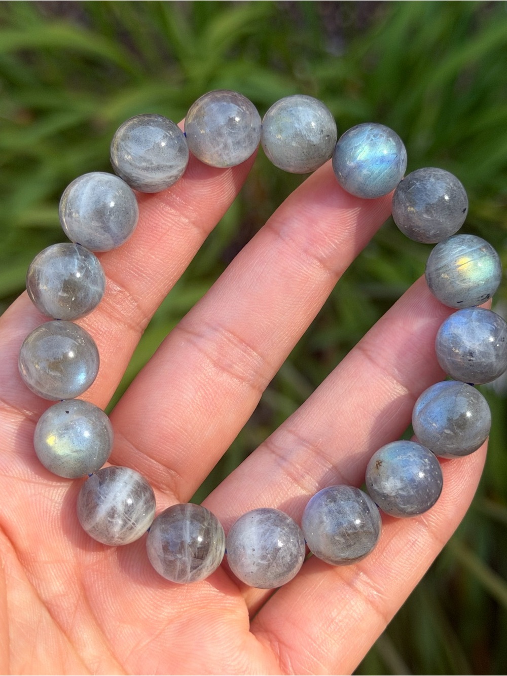 Labradorite Beaded Stretch Bracelet - Iridescent Palo